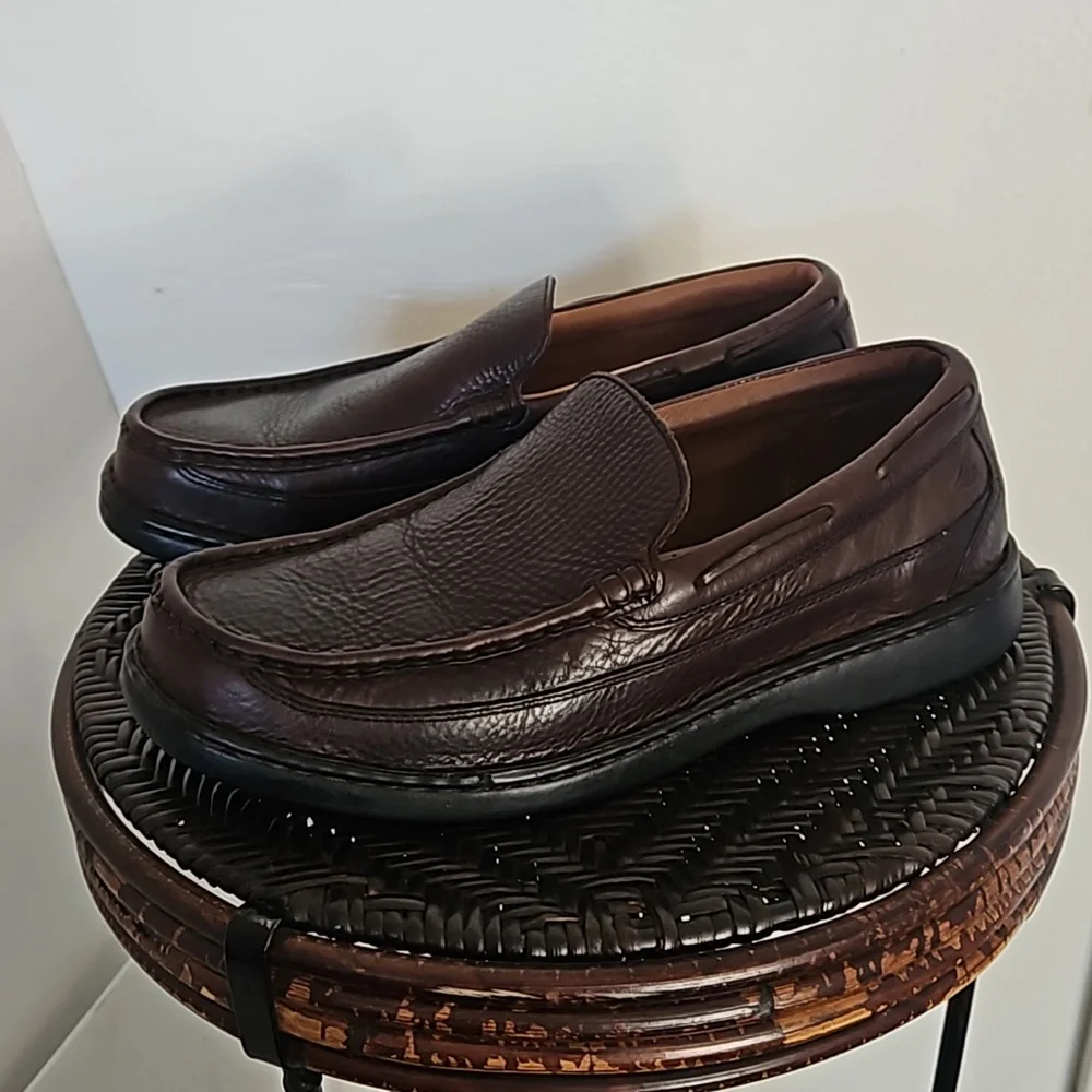 Sperry Top Sider Brown Leather Boat Loafers 10.5M slip on pebbled leathers